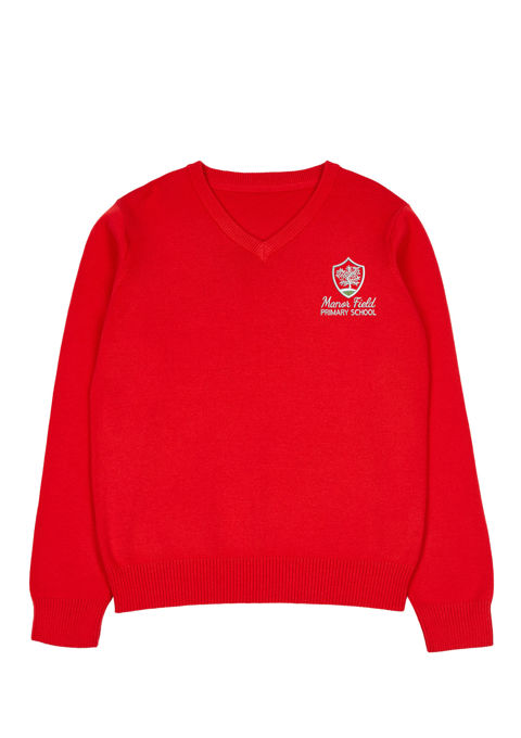 Red school sweater on sale