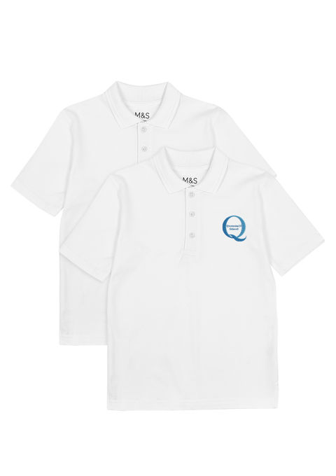 Queensmill School 2 pack Adaptive Pure Cotton Polo Shirts