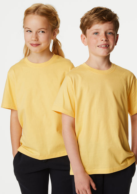 Unisex Pure Cotton Plain Yellow T shirt