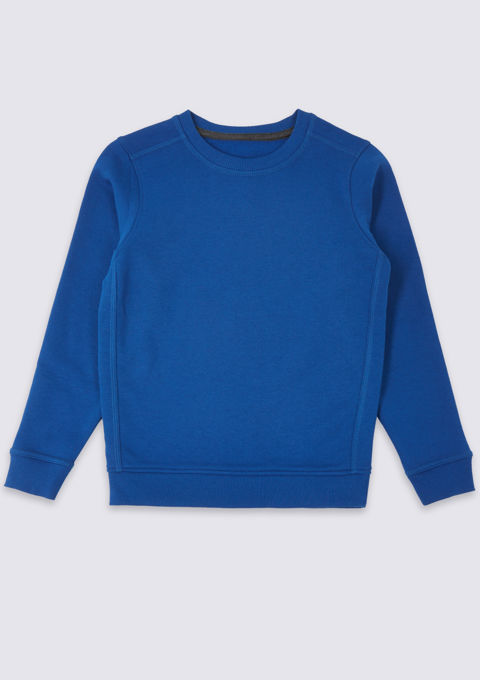 Unisex Cotton Rich Plain Royal Blue Crew Sweatshirt