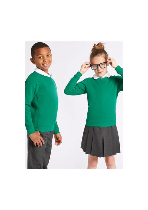 Unisex Plain Emerald Cotton Rich V Neck Sweatshirt