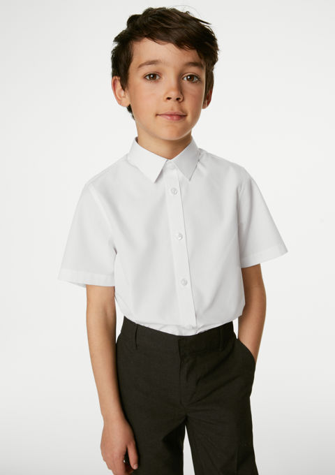 Boys white short sleeve best sale shirt