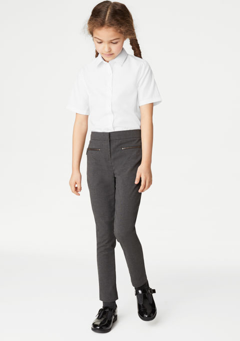 Girls 3 Pack Slim S Sleeve White Blouse