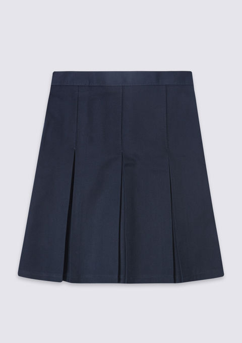 Girls Navy Traditional Plus Fit Pleated Skirt
