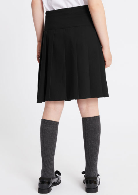 Plus size black pleated school skirt deals