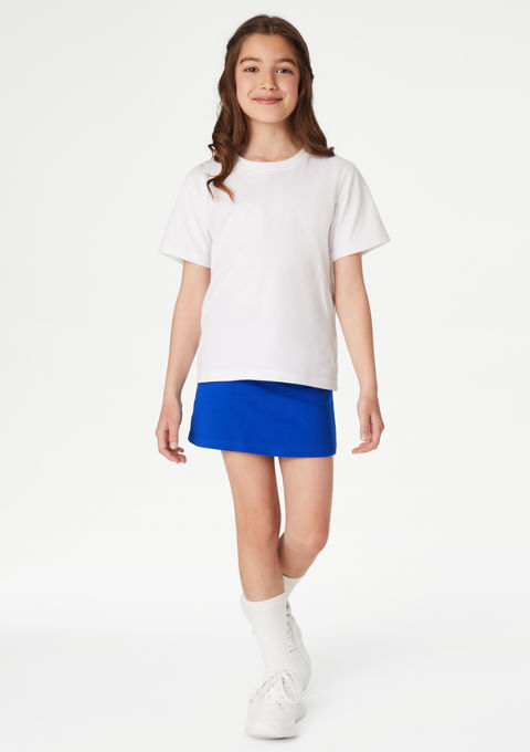 Girls Royal Blue Cotton with Stretch Sports School Skorts