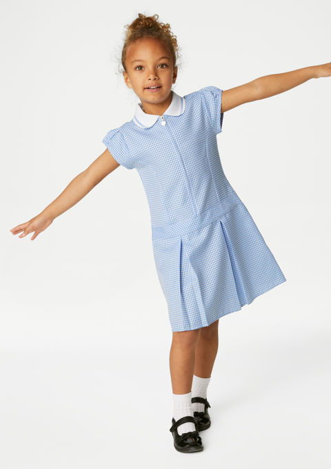 Blue checked school hot sale dress