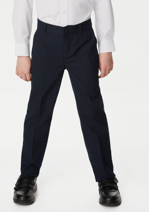 Boys Navy 2 Pack Regular Leg Trousers with Adj Hem