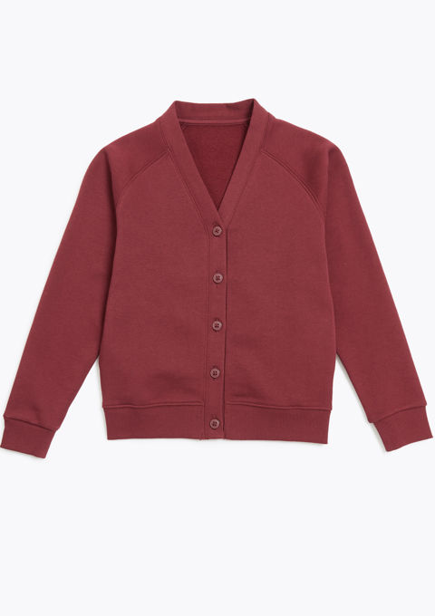 Burgundy jersey school sales cardigan