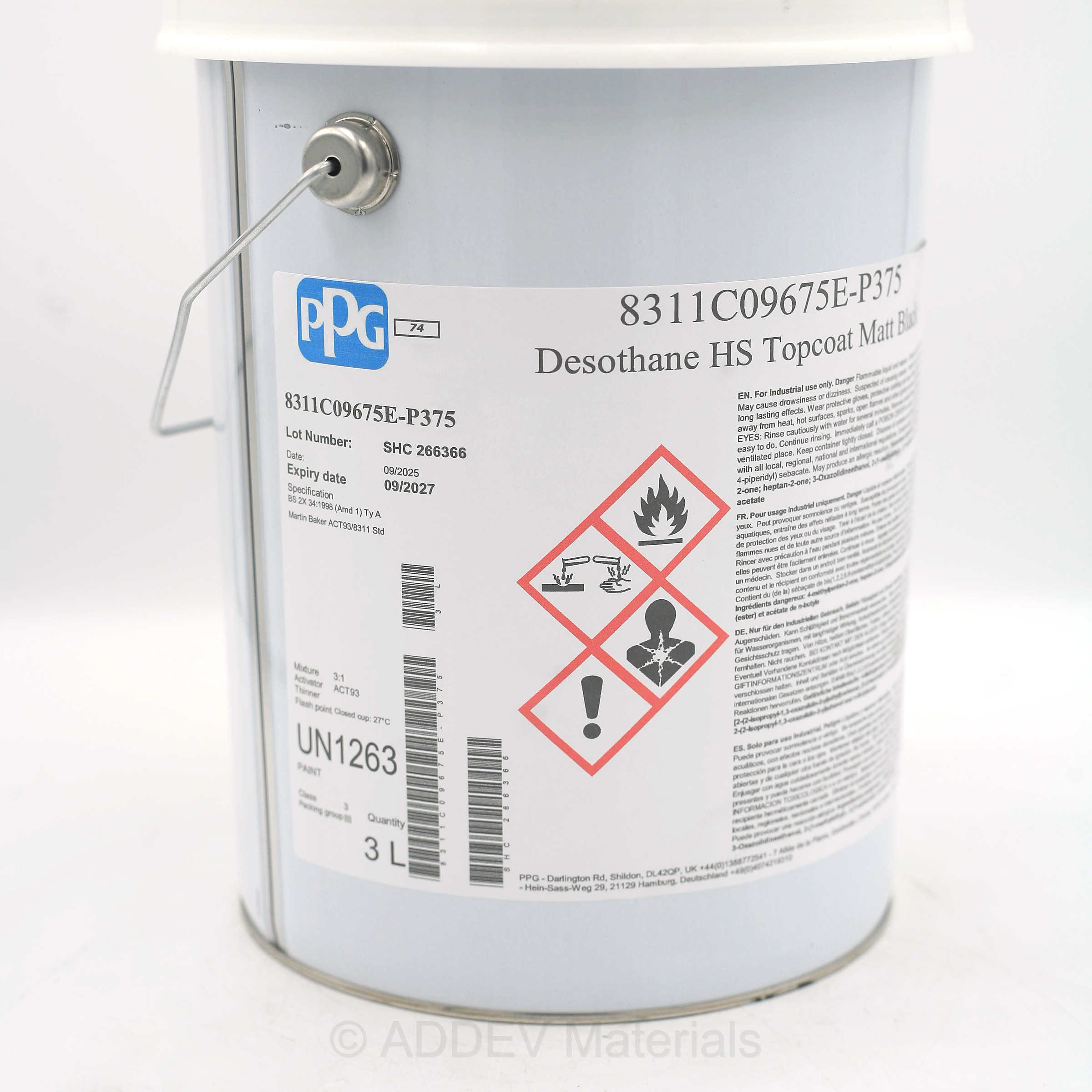 8311C09675E-P375 HS LOW VOC POLYURETHANE FINISH BLACK  3LTR