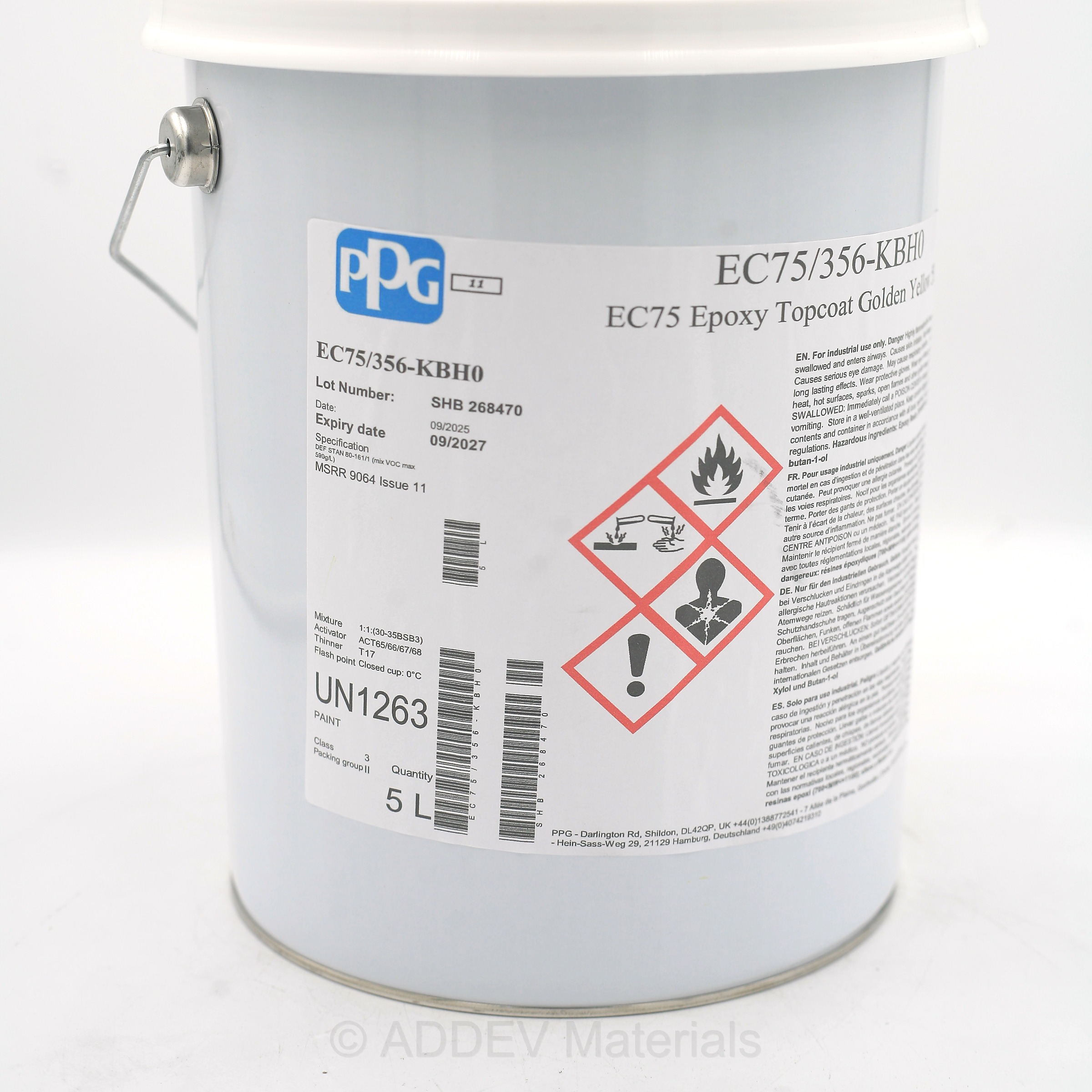 EC75/356-KBH0 2K EPOXY FINISH BS 356 GOLDEN YELLOW 5LTR