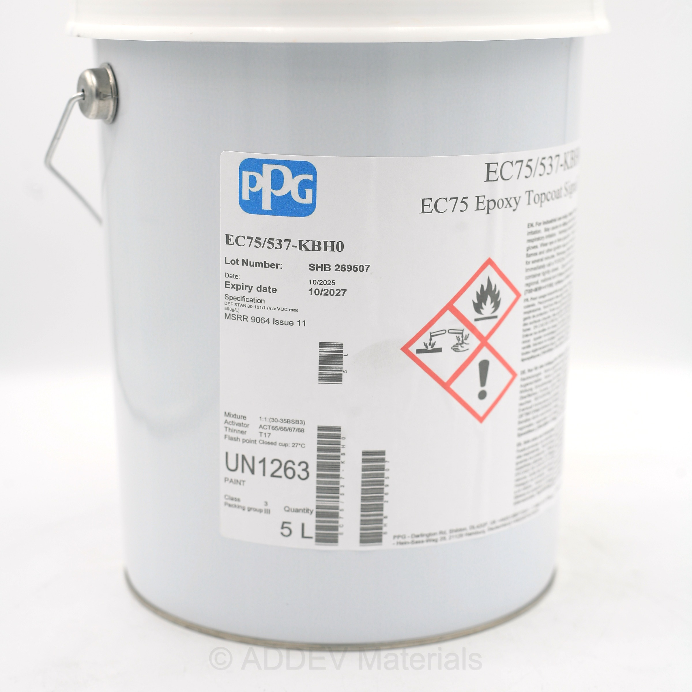 EC75/537-KBH0 TWO PACK EPOXY FINISH BS 537 SIGNAL RED 5LTR