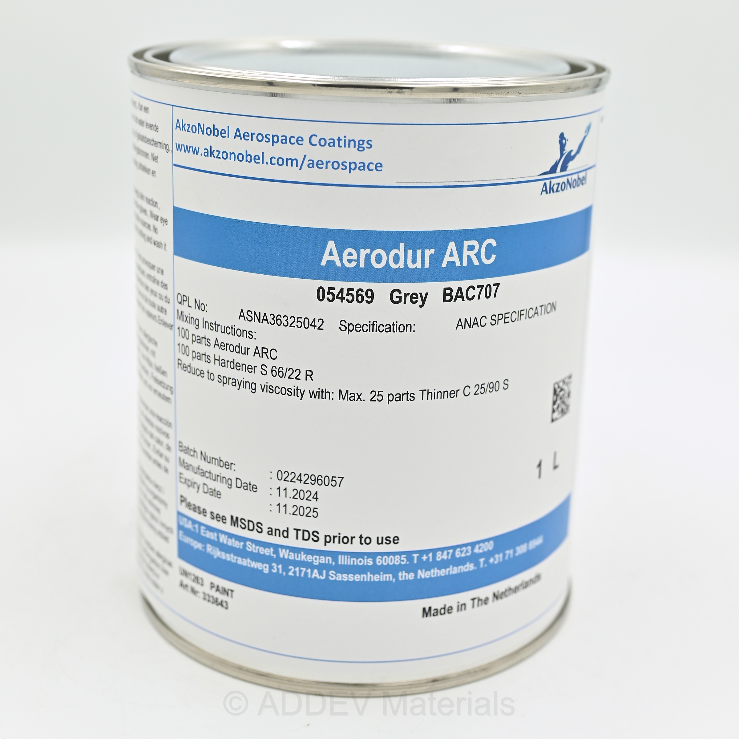 AERODUR ARC 054569 P/U COATING BAC707 M9001 GREY 1LTR