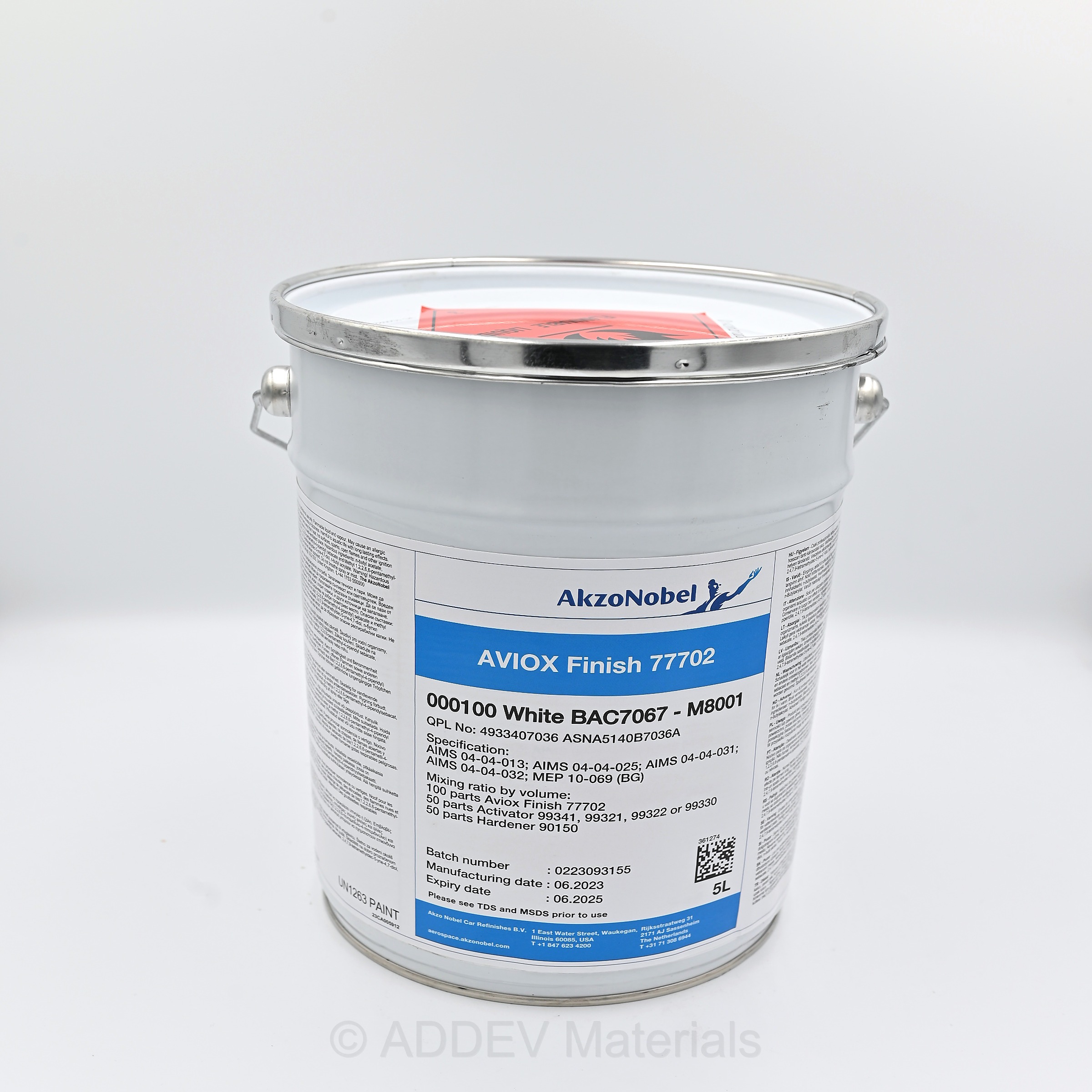 AVIOX 77702 000100 P/U TOPCOAT BAC7067/M8001 WHITE 5LTR