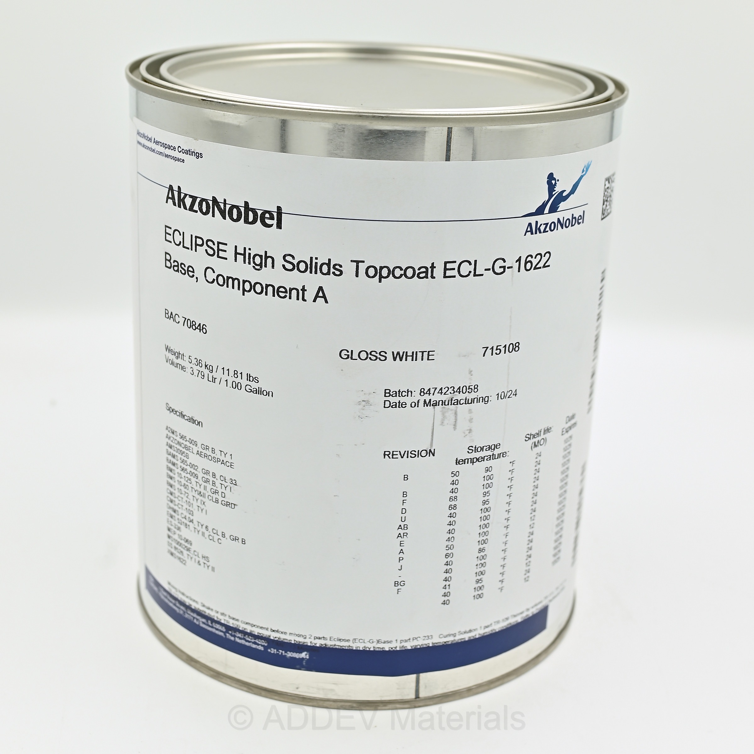 ECL-G-1622 ECLIPSE POLYURETHANE TOPCOAT WHITE BAC 70846 1USG