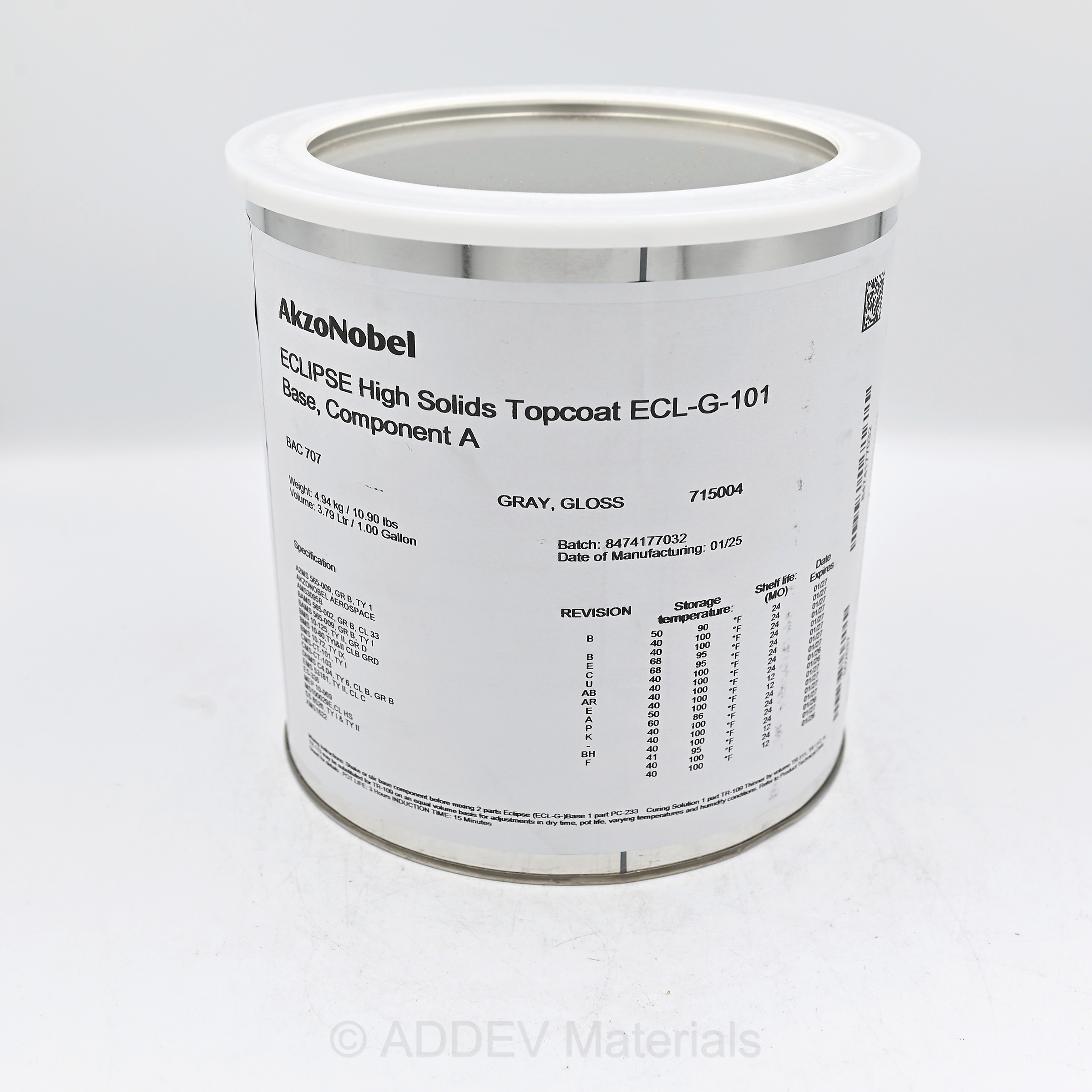 ECL-G-101 ECLIPSE POLYURETHANE TOPCOAT GREY BAC707 1USG