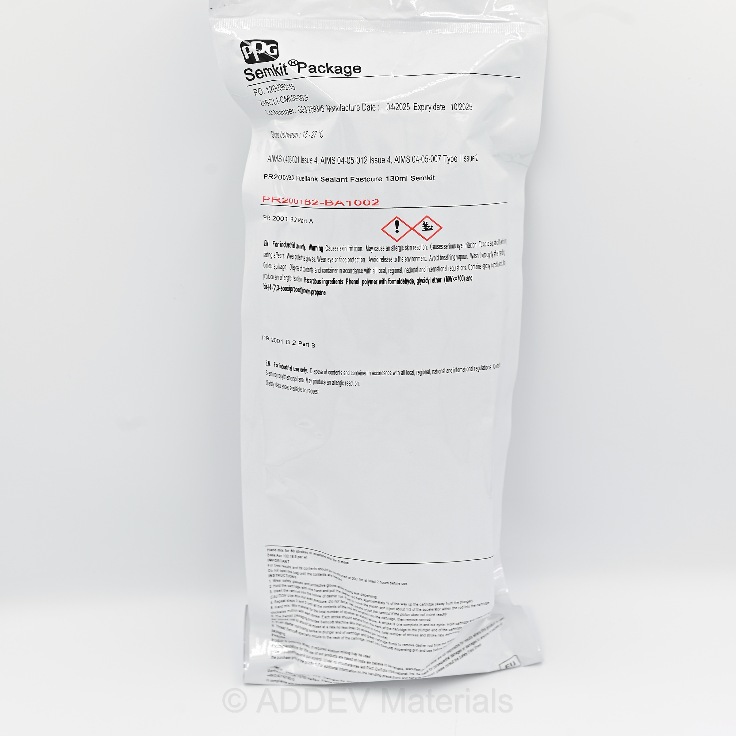 PR2001B2-BA1002 RAPID CURE FUELTANK SEALANT 130ML SEMKIT