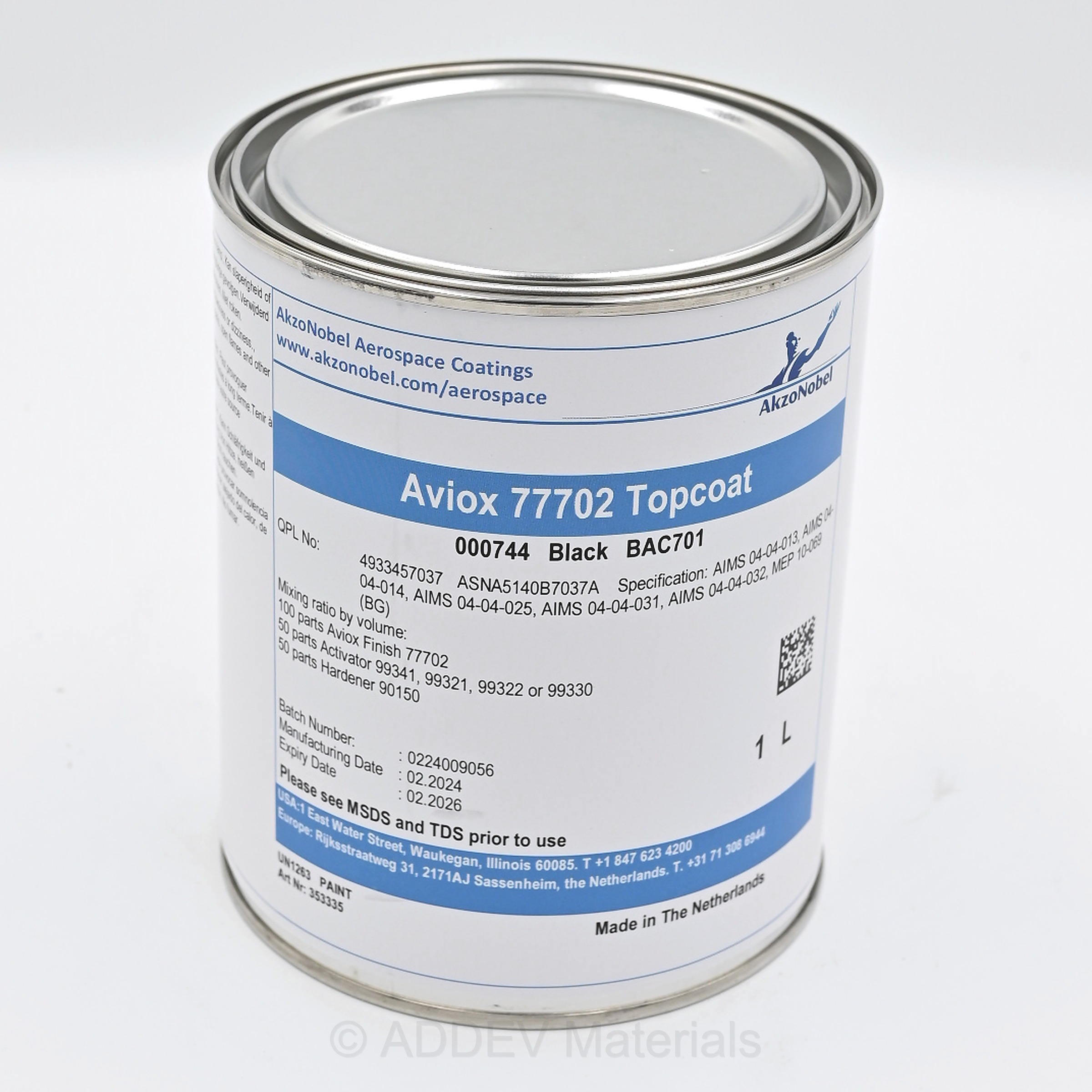 AVIOX 77702 000744 POLYURETHANE TOPCOAT BAC701 BLACK 1LTR