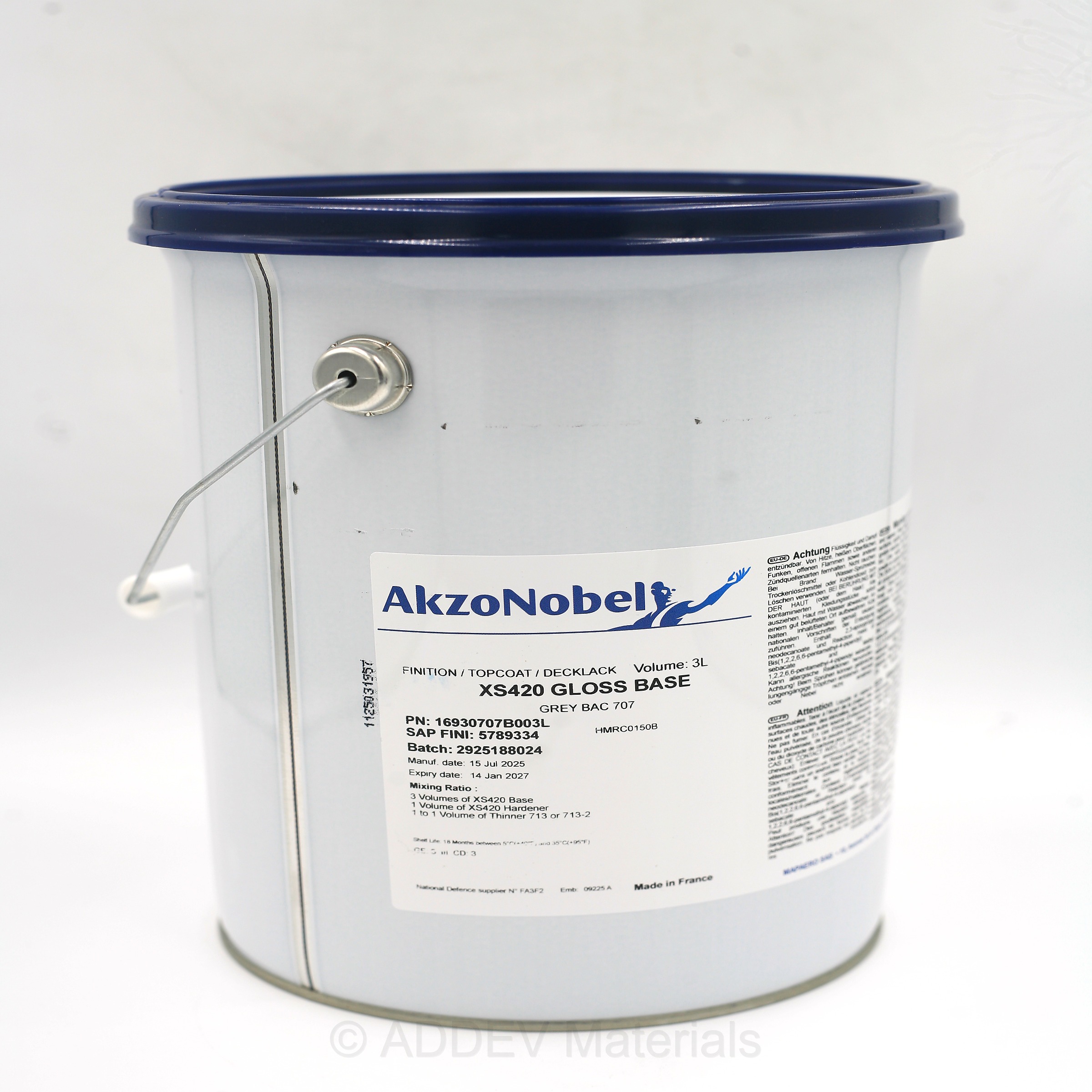 16930707B003L XS420 HIGH SOLIDS P/U BAC 707 GREY 3LTR