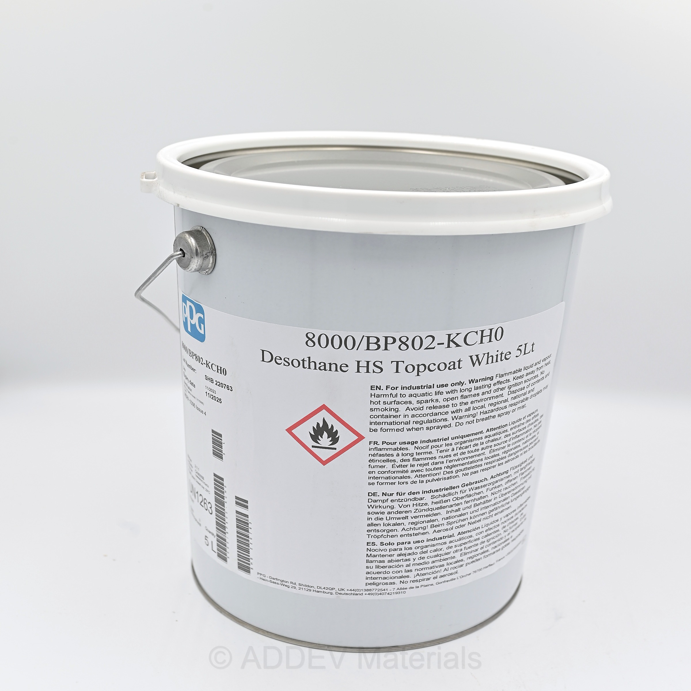 8000/BP802-KCH0 HS DESOTHANE P/U FINISH BS00E55 WHITE 5LTR