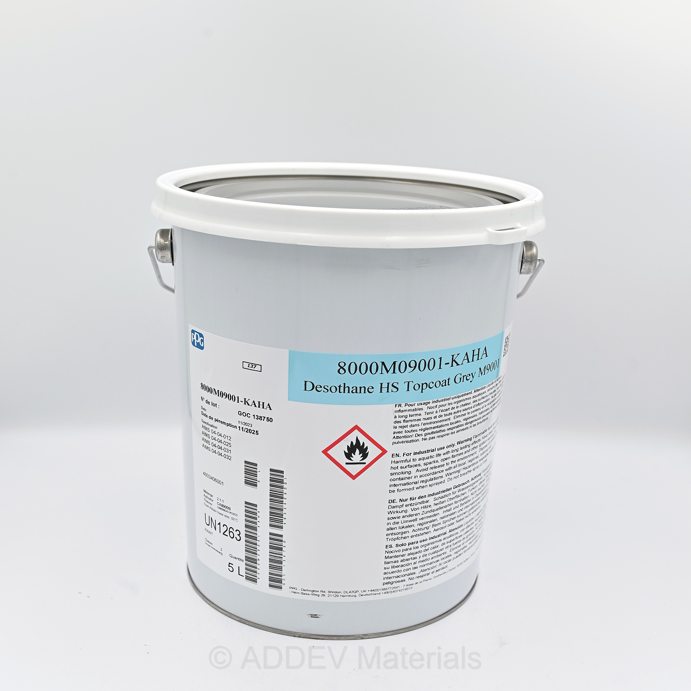 8000M09001-KAHA HS DESOTHANE P/U FINISH M9001 GREY 5 LTR