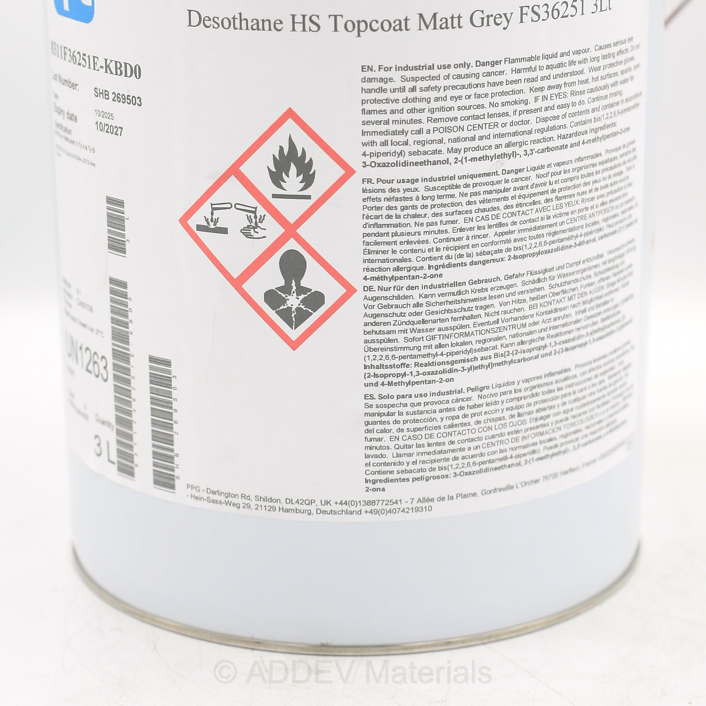 8311F36251E-KBD0 HS LOW VOC P/U FINISH FS36251 GREY 3LTR