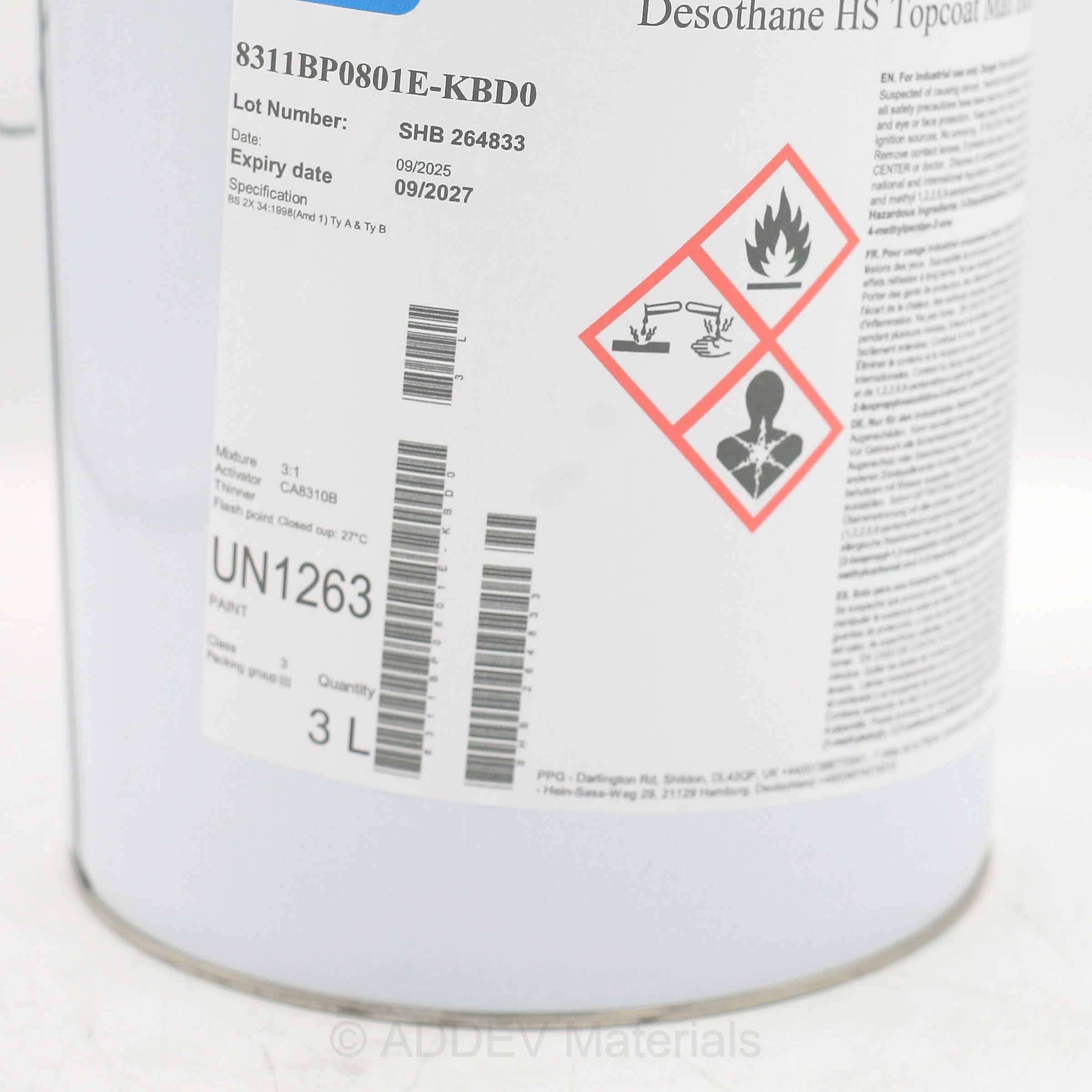 8311BP0801E-KBD0 HS LOW VOC P/U FINISH 00E53 BLACK 3LTR