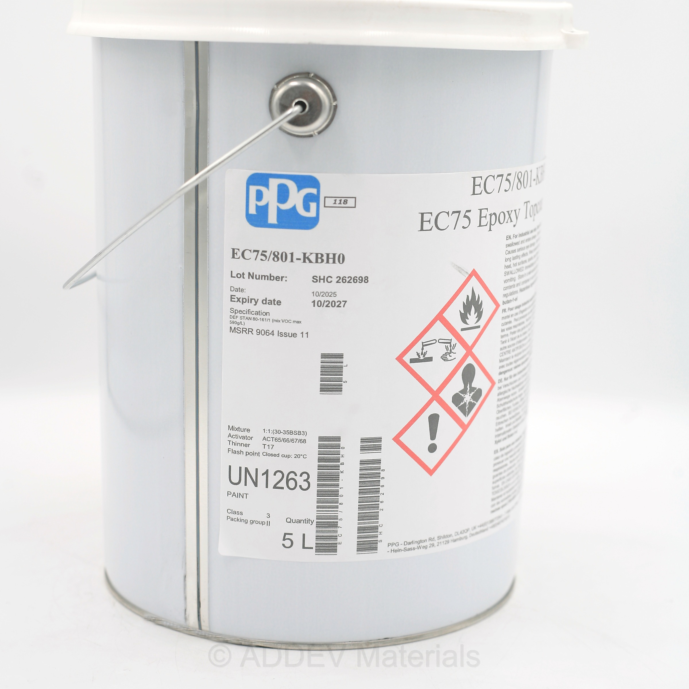 EC75/801-KBH0 TWO PACK EPOXY FINISH BLACK 5LTR