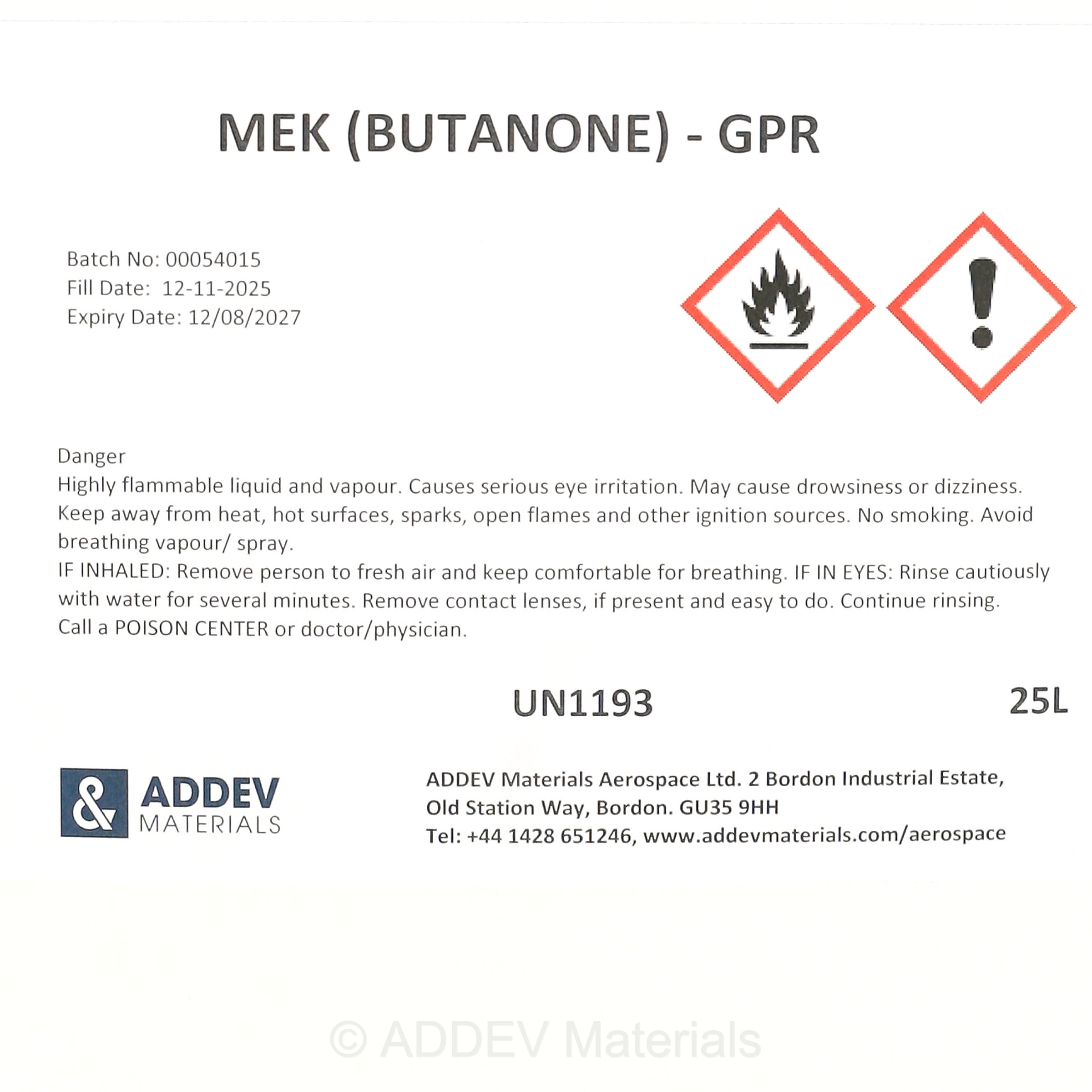 MEK-25 METHYL ETHYL KETONE 25LTR