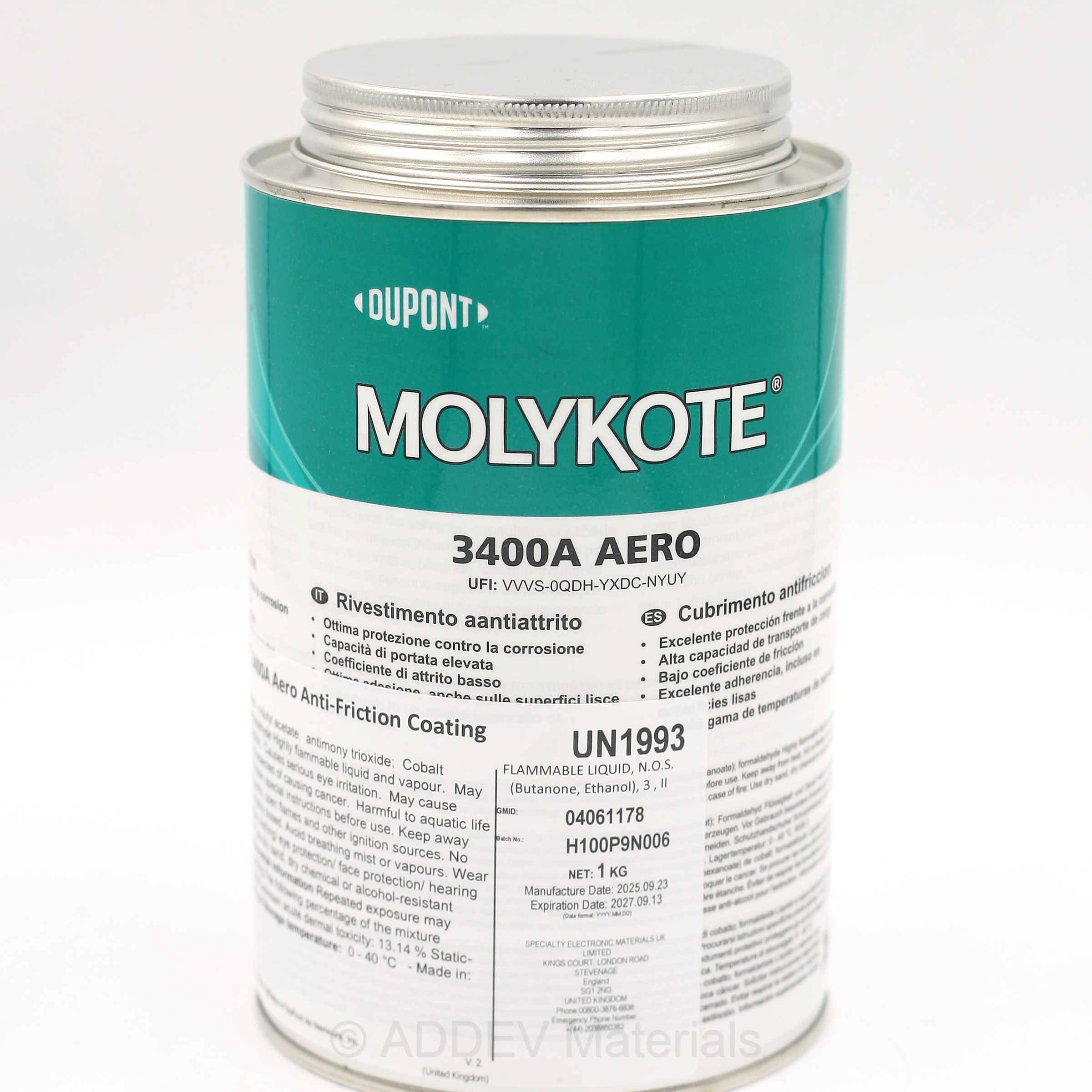 MOLYKOTE 3400A AERO ANTI-FRICTION COATING 1KG