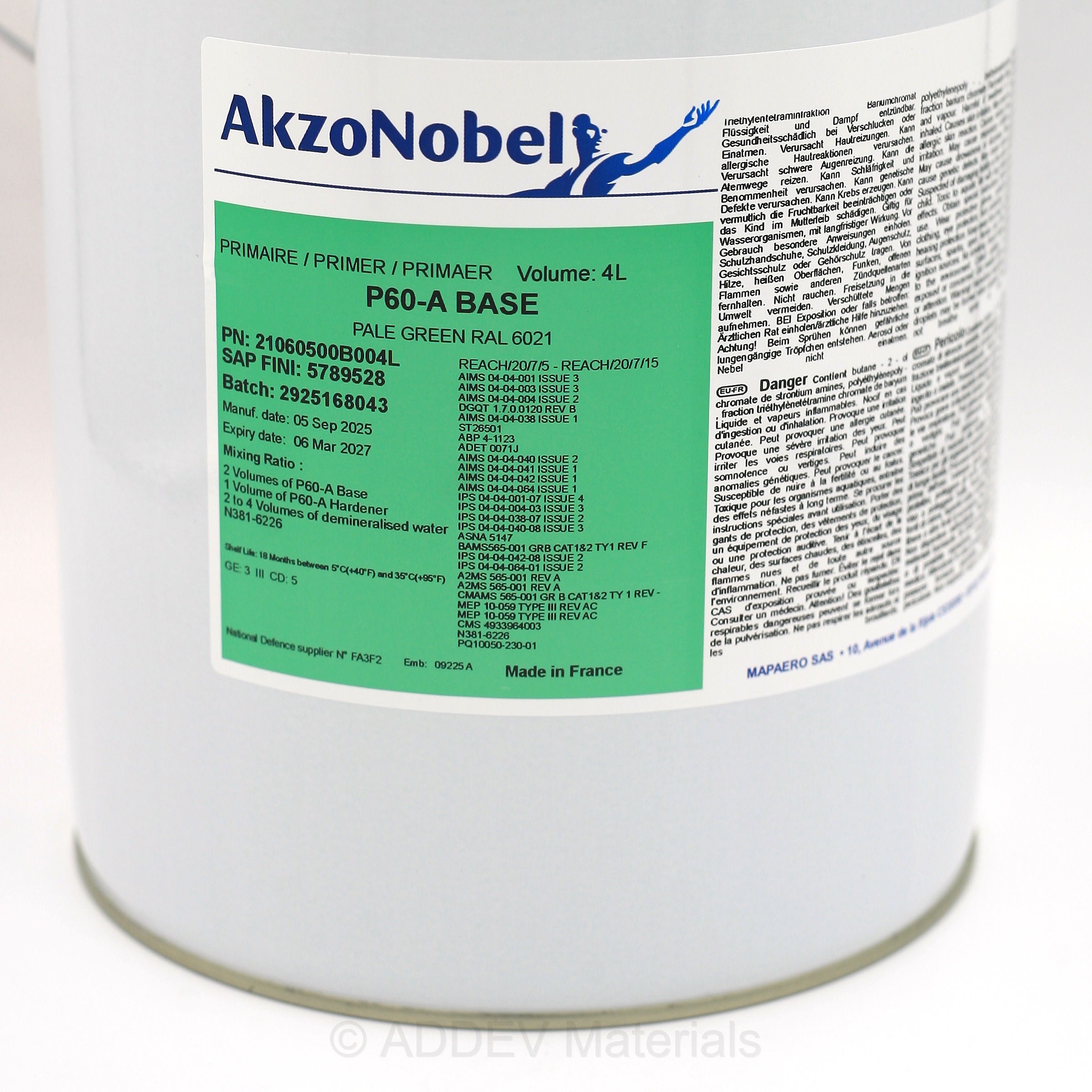21060500B004L P60-A EPOXY PRIMER RAL6021 PALE GREEN 4LTR
