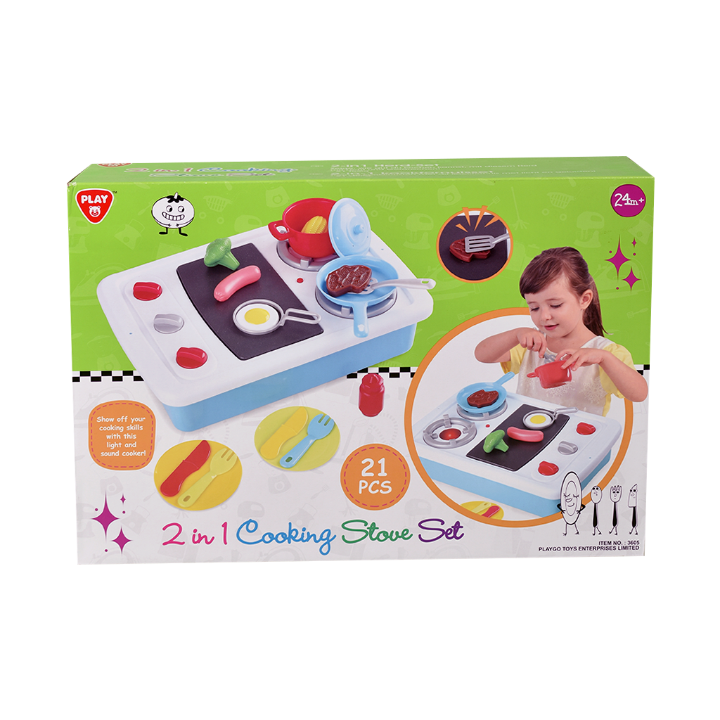 بلاي جو - طقم موقد طعام 2 في 1 - 21 قطعة