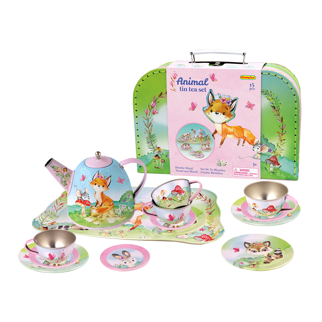 Childrens metal hot sale tea set