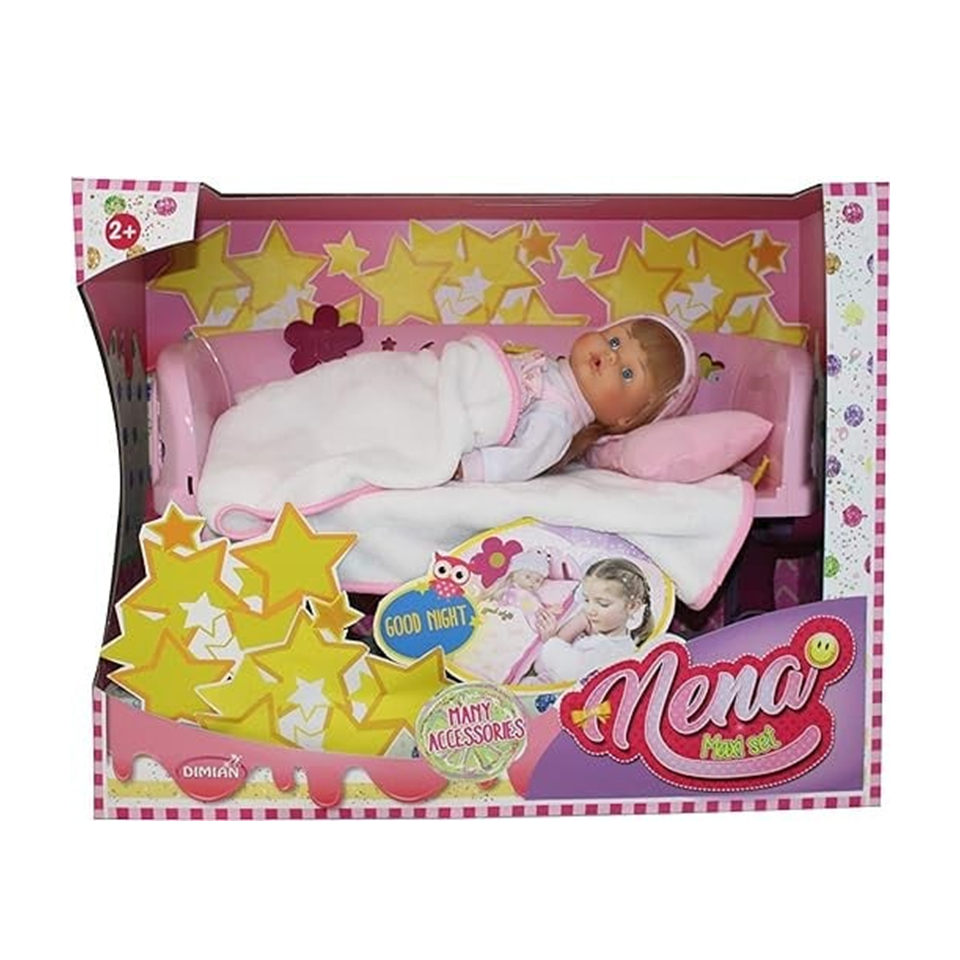 بامبولينا - نينا دميه 36 سم مع سرير وإكسسوارات
