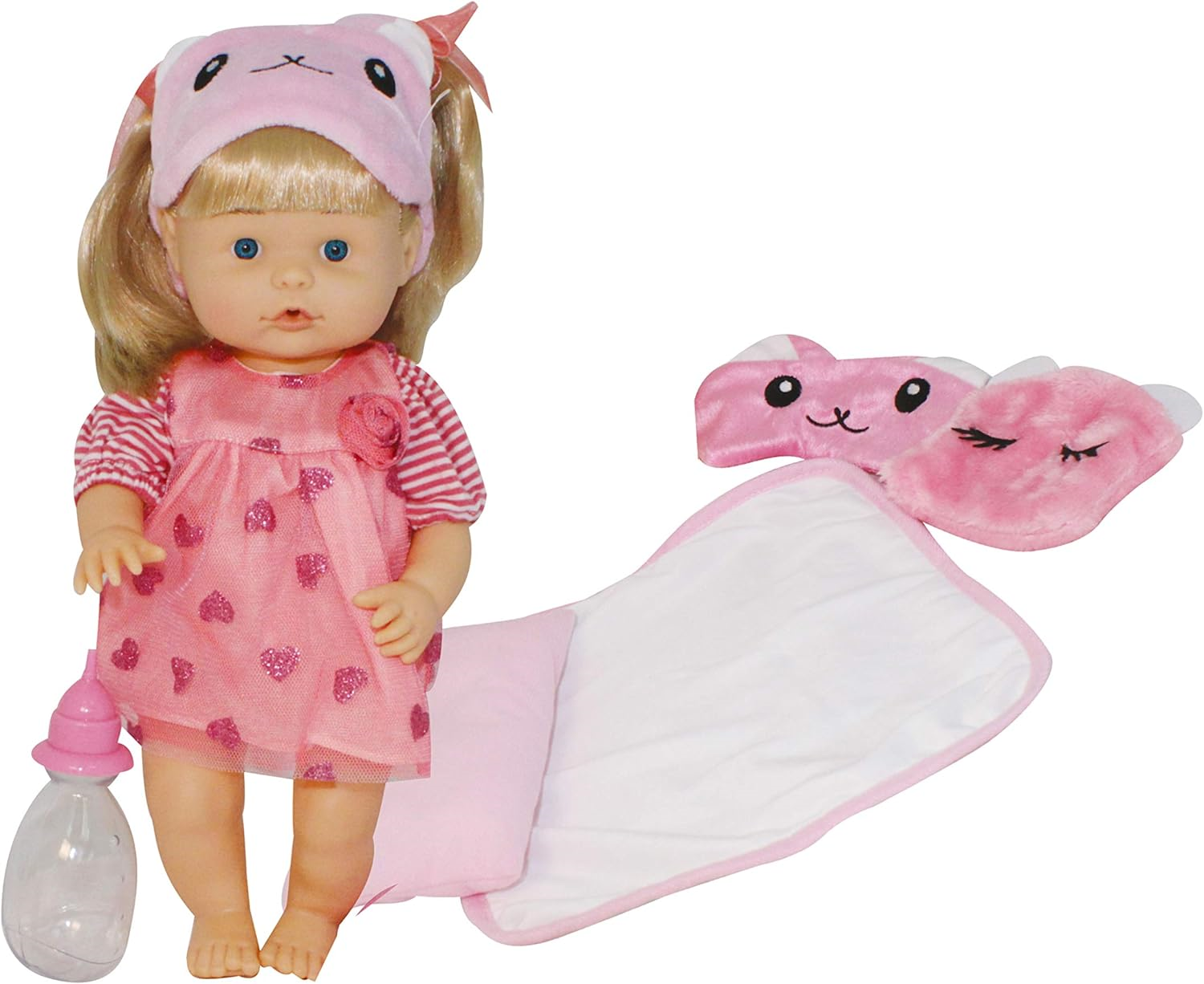 بامبولينا - نينا دميه 36 سم مع سرير ، وإكسسوارات .