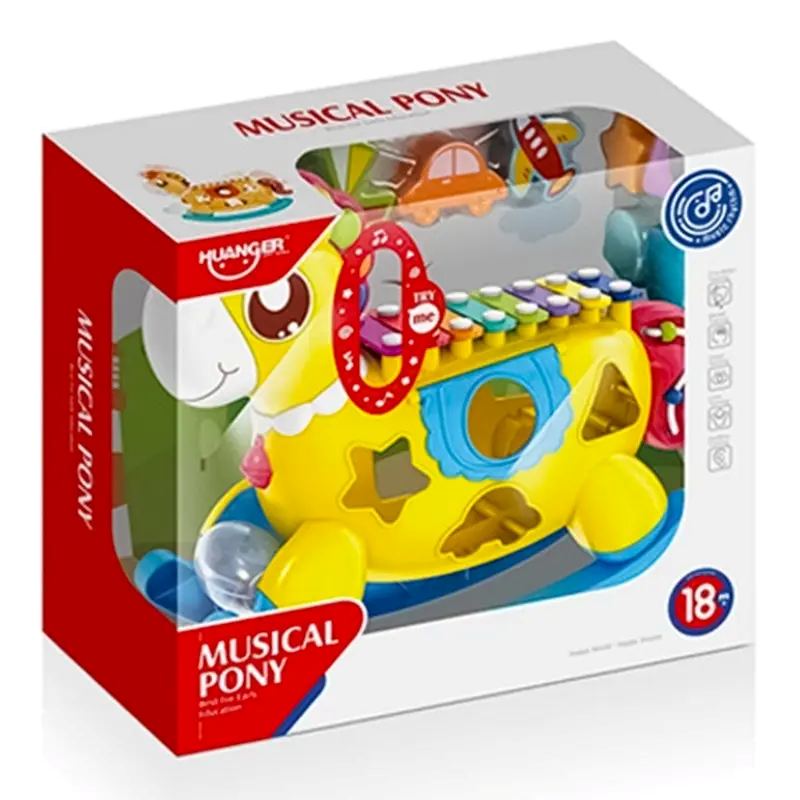 هوانجر - حصان موسيقي مع إضاءة وموسيقى، مع بطاريات...