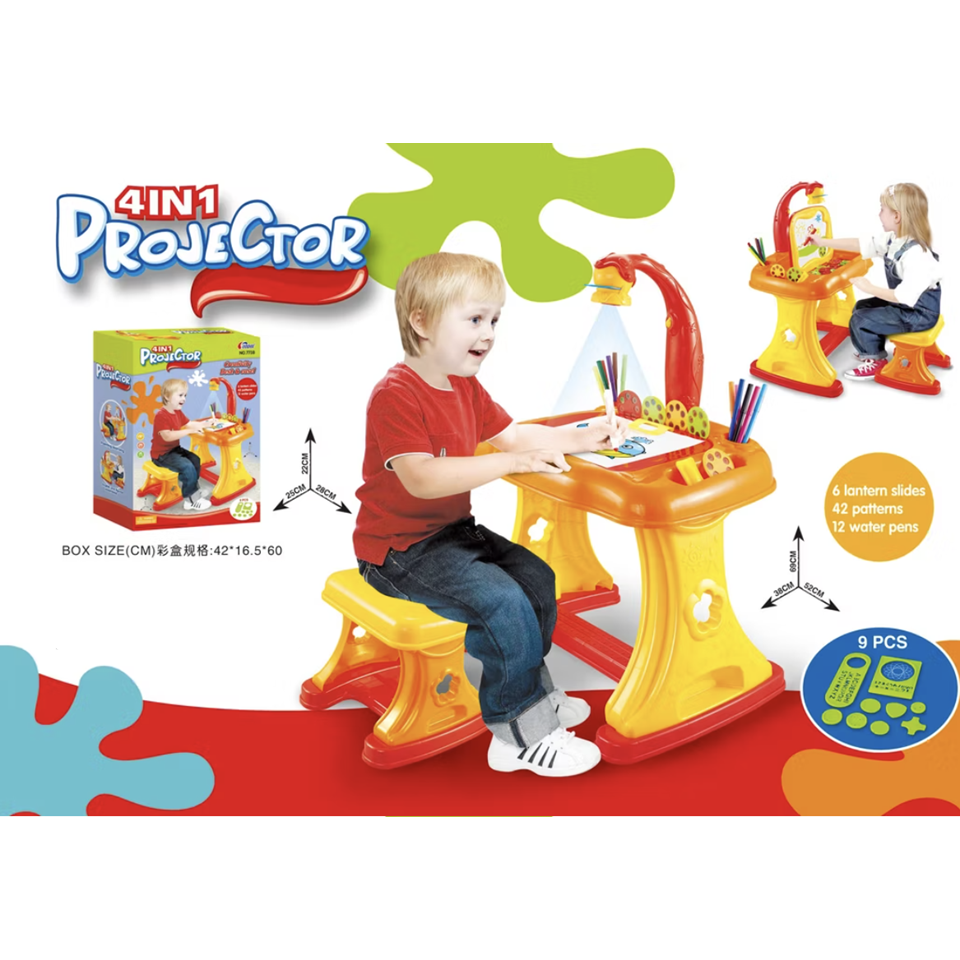 كهونغشنغ - طاولة تعليمية 4 في 1، علبة بلاستيكية