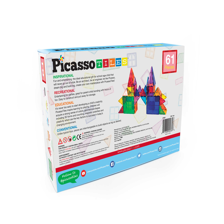 بيكاسو - مجموعه بناء البلاط المغناطيسي ( 61 قطعه)