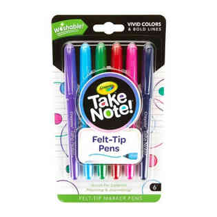 كرايولا - أقلام برأس لباد تيك نوت 6 قطع