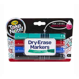 كرايولا - 4أقلام ماركر ملونة لكتابة الملاحظات بإمكانية المسح