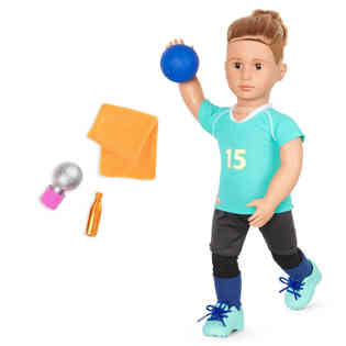 OUR GENERATION - POSEABLE VOLLEYBALL PLAYER BOY DOLL W/ACCY,