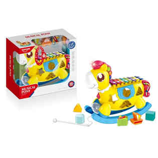 هوانجر - حصان موسيقي مع إضاءة وموسيقى، مع بطاريات 3*AG13، عل