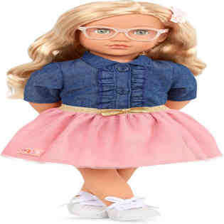 OUR GENERATION - DOLL W/FRILLY DENIM SHIRT & PINK SKIRT, EMI
