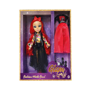KAIWELL - FASHION DOLL GLAM GIRLZ W/BLK & RED OUTFIT 9"