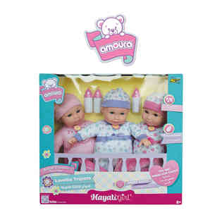AMOURA-BABY AMOURA LOVABLE TRIPLETS B/O 14"