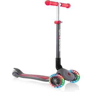 GLOBBER PRIMO FOLDABLE LIGHTS SCOOTER - TITANIUM RED