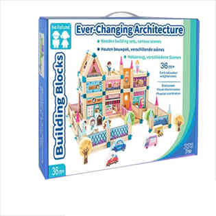 يوليبي - طقم مكعبات بناء، ألعاب خشبية، صندوق ملون