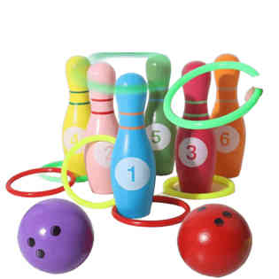 يولِبي - لعبة رمي الحلقات والبولينج، ألعاب خشبية، علبة ملونة