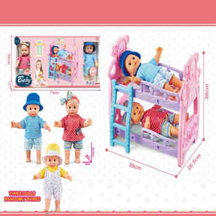 XINLETONG - TWIN BABY DOLL 12 INCH  WITH BED SET