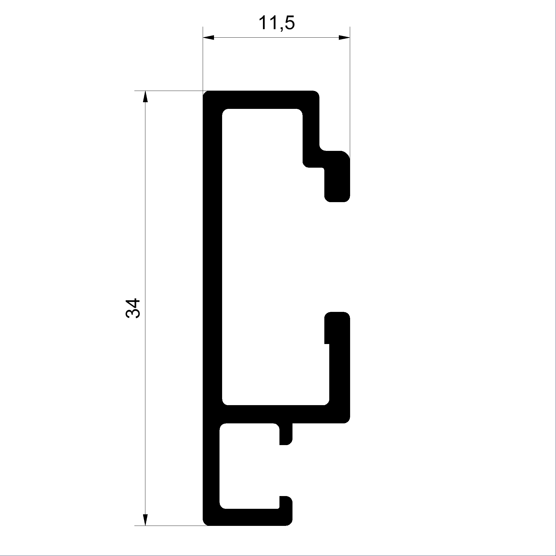 C365540 V Schlagleistenprofil 34mm Connex Holz-Metall-Fenster veredelt